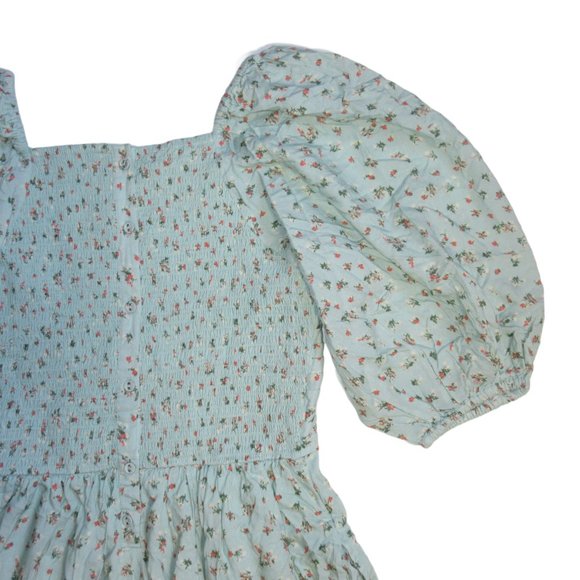 EUC Ivy City Co. Hazel Midi in Green Floral Smocked Puff Sleeve Dress XS - Picture 4 of 5